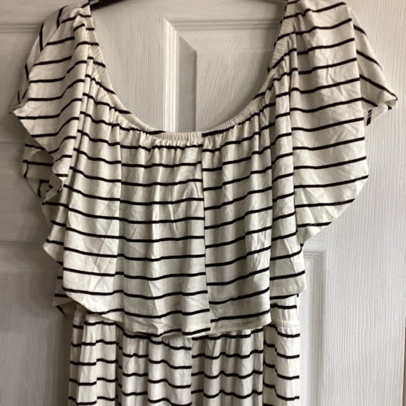 Sweet Lovely by Jen maxi dress on/off shoulder white and black womens size 3X - Picture 4 of 8